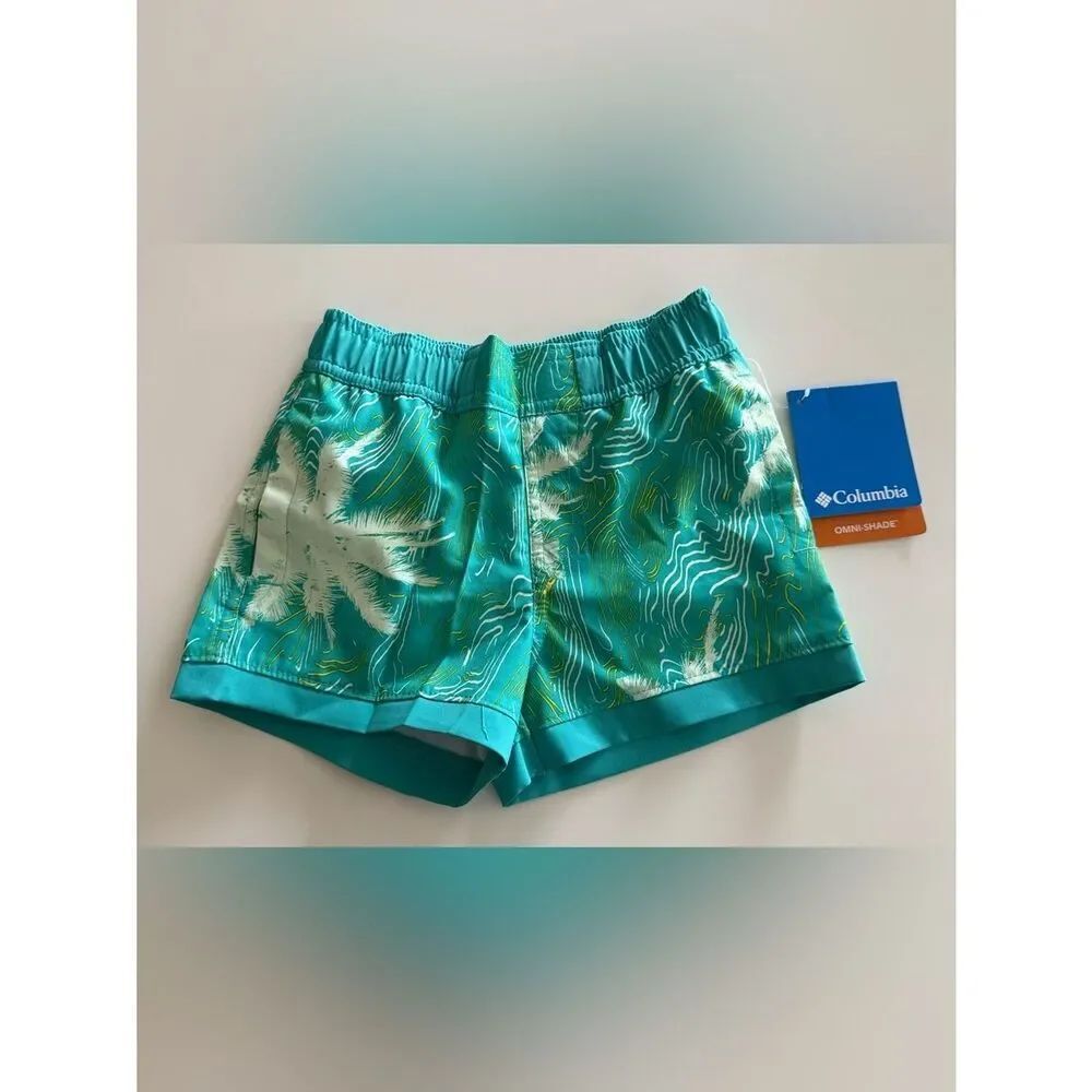 Columbia Toddler Boys Sandy Shores Boardshort, Turquoise Palm Print, 2T, NWT